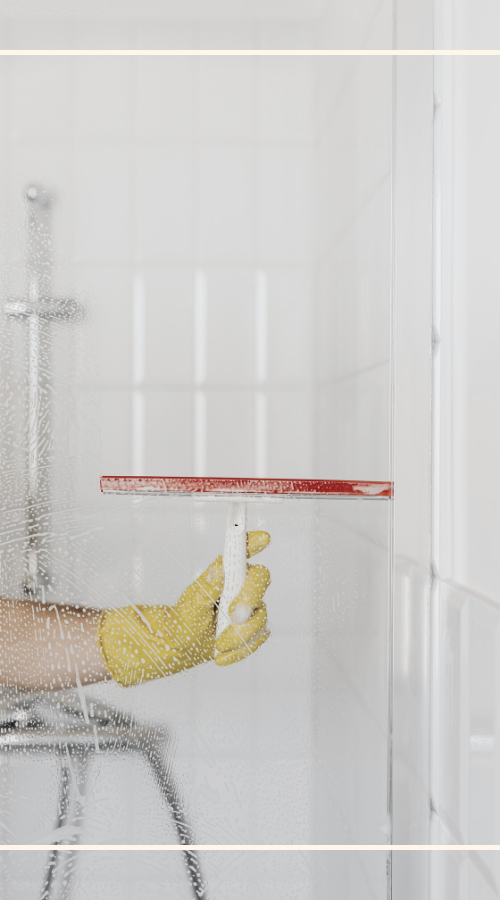 cleaning a bathroom